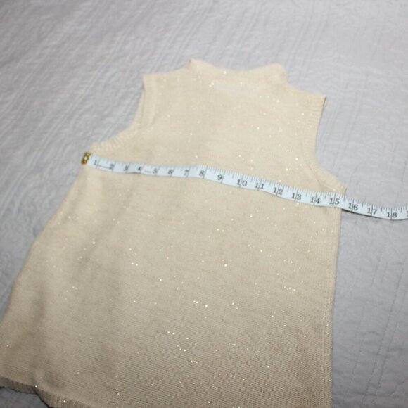 Lilly Pulitzer Girls Mini Abbott Cream Gold Sweater Vest Tassels Size L 8/10 - Picture 5 of 6